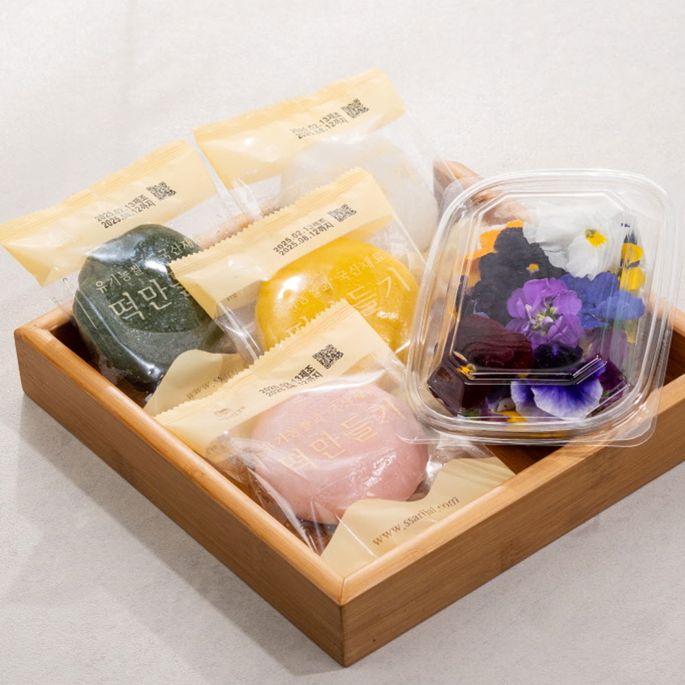 불없이 바로 만드는 화전만들기세트 화전키트 (말랑떡반죽100g 4봉+식용꽃) 학교 유치원 어린이집 체험활동